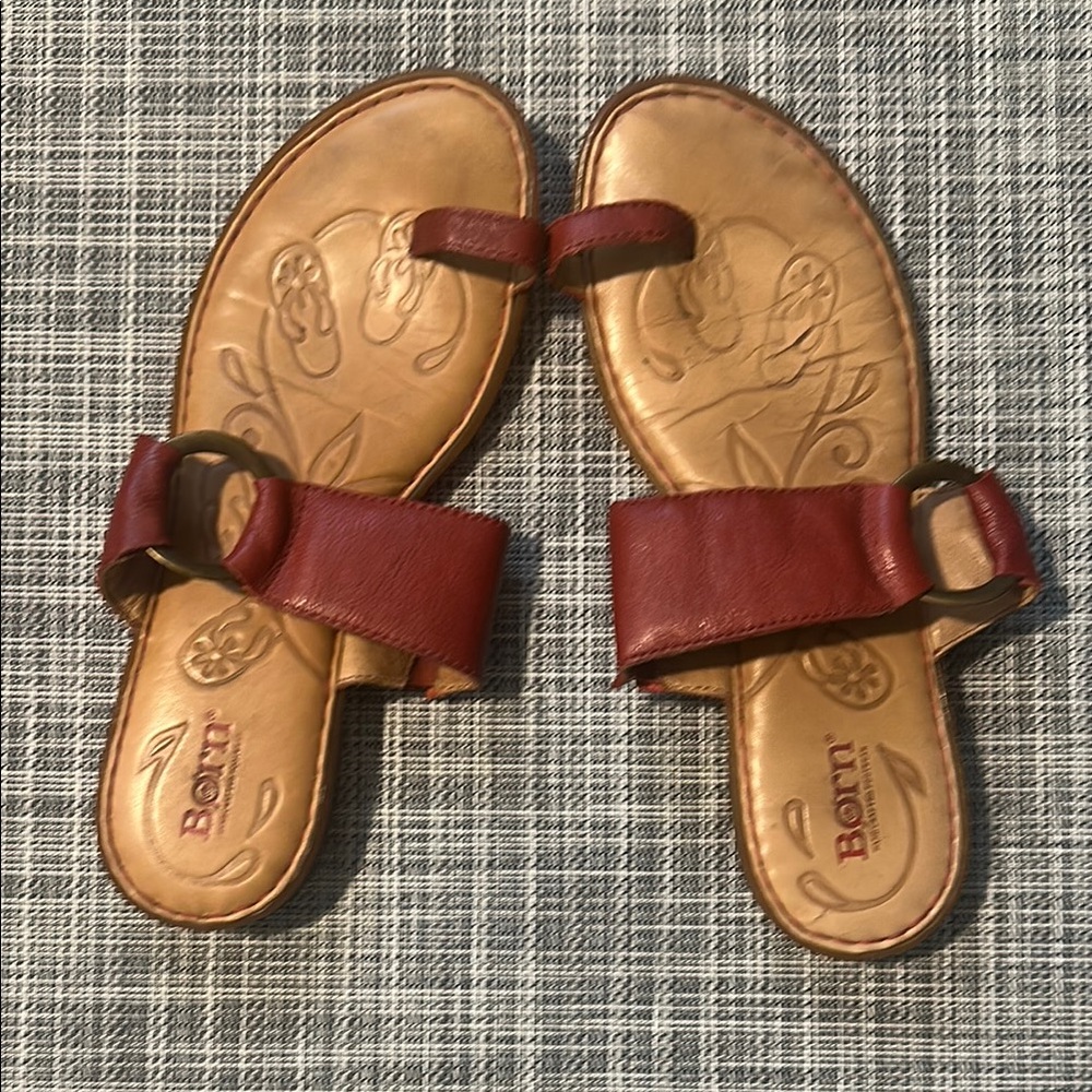 Born red Leather Sandals with Buckle Closure